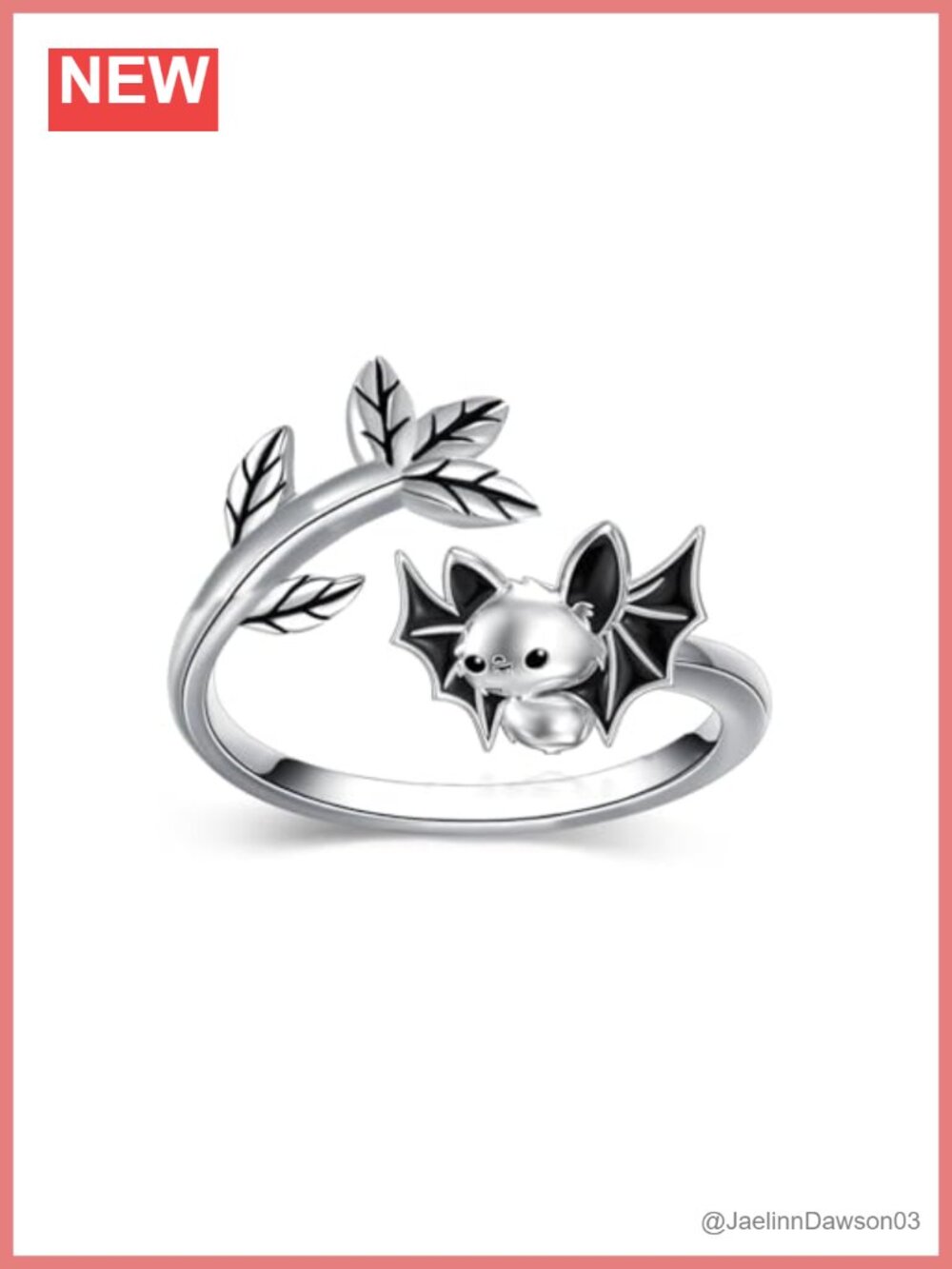 925 Sterling Silver Adjustable Bat Ring Gothic Statement Jewelry Gift for Her